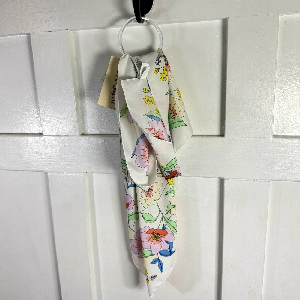 ON 34TH LA‎ FEMME Floral Print One Size Scarf Ivory Multi